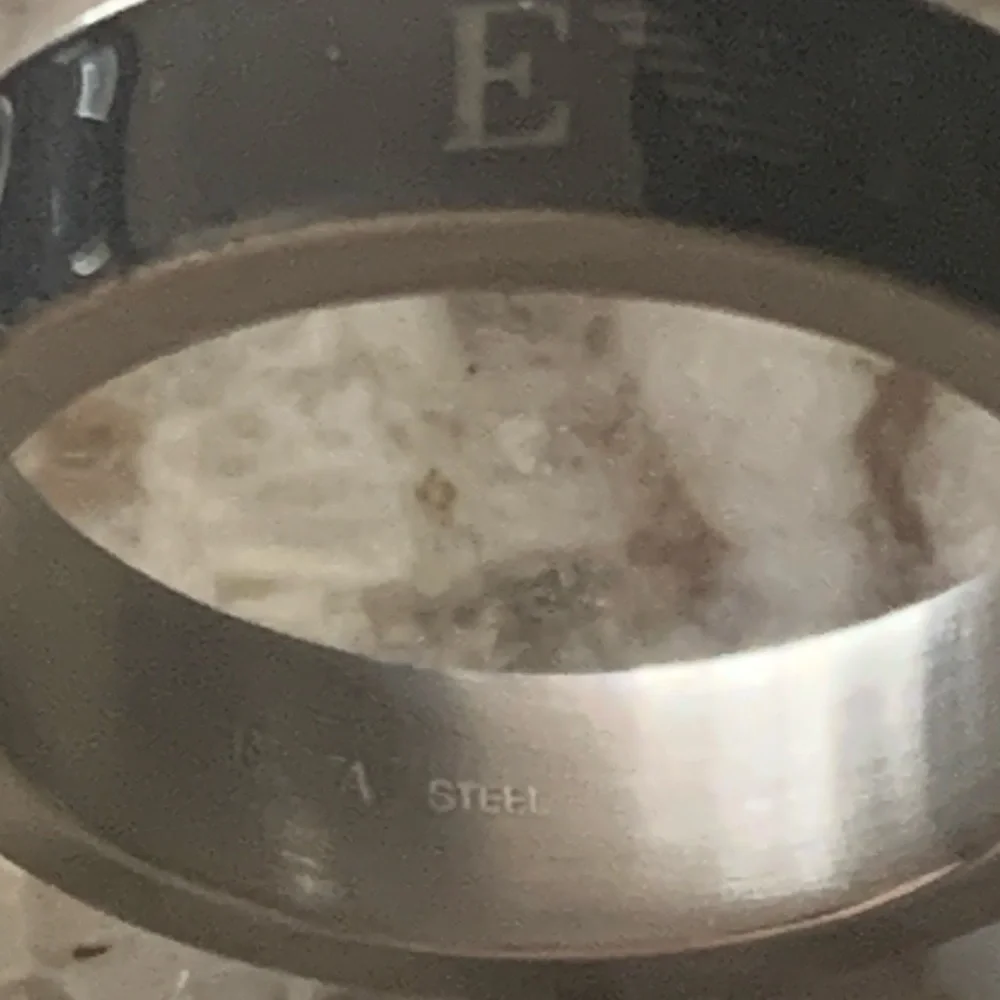 NEW Emporio Armani Black Enamel EA Logo Band, Stainless Steel, Size 9